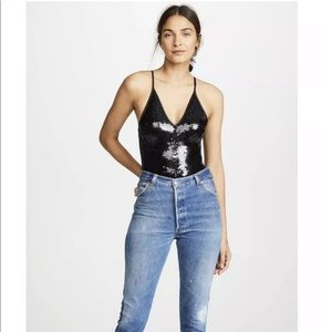 NWT Fleur du mal sequin bodysuit black XS $325